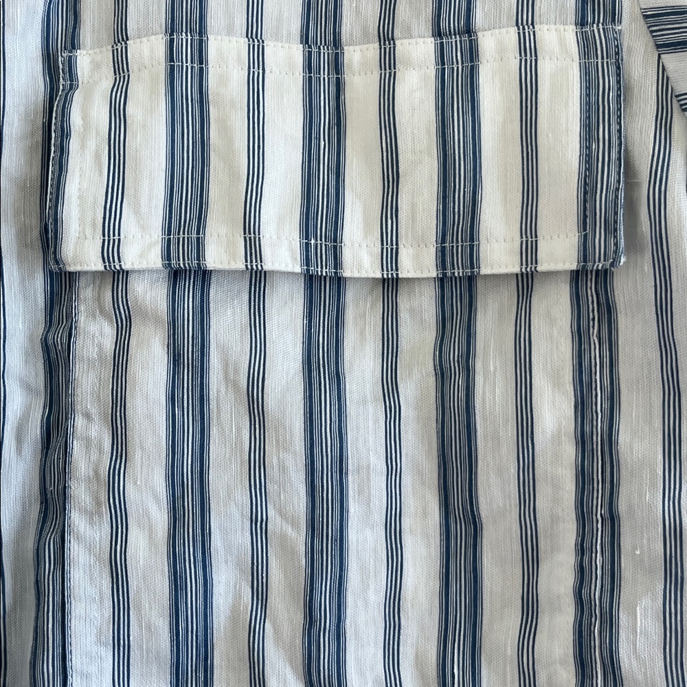 FRAME Clean Safari Striped Linen Blend Shirt Button Down Stand Collar Womens XS - Picture 6 of 15